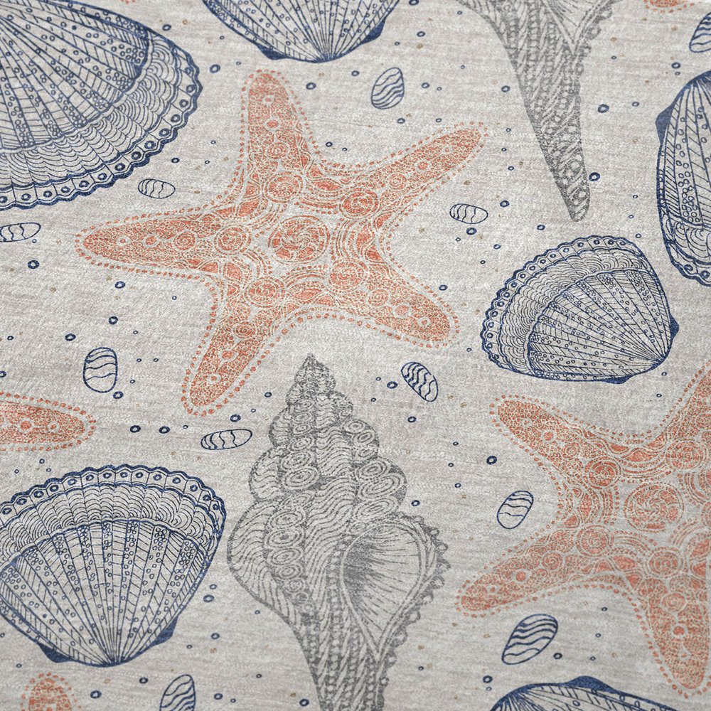 50" X 70" Peach Ivory And Blue Animal Print Polyester Woven Plush Throw Blanket