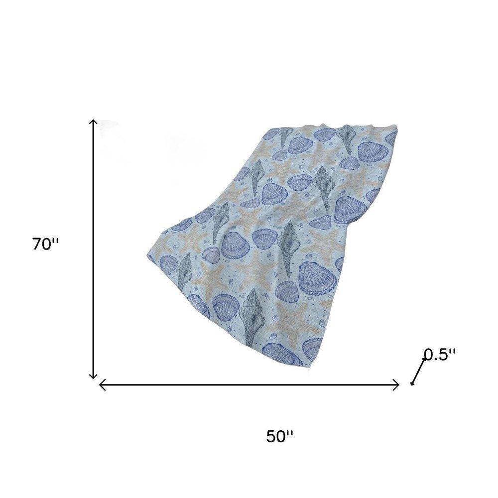 50" X 70" Blue Ivory And Beige Animal Print Polyester Woven Plush Throw Blanket