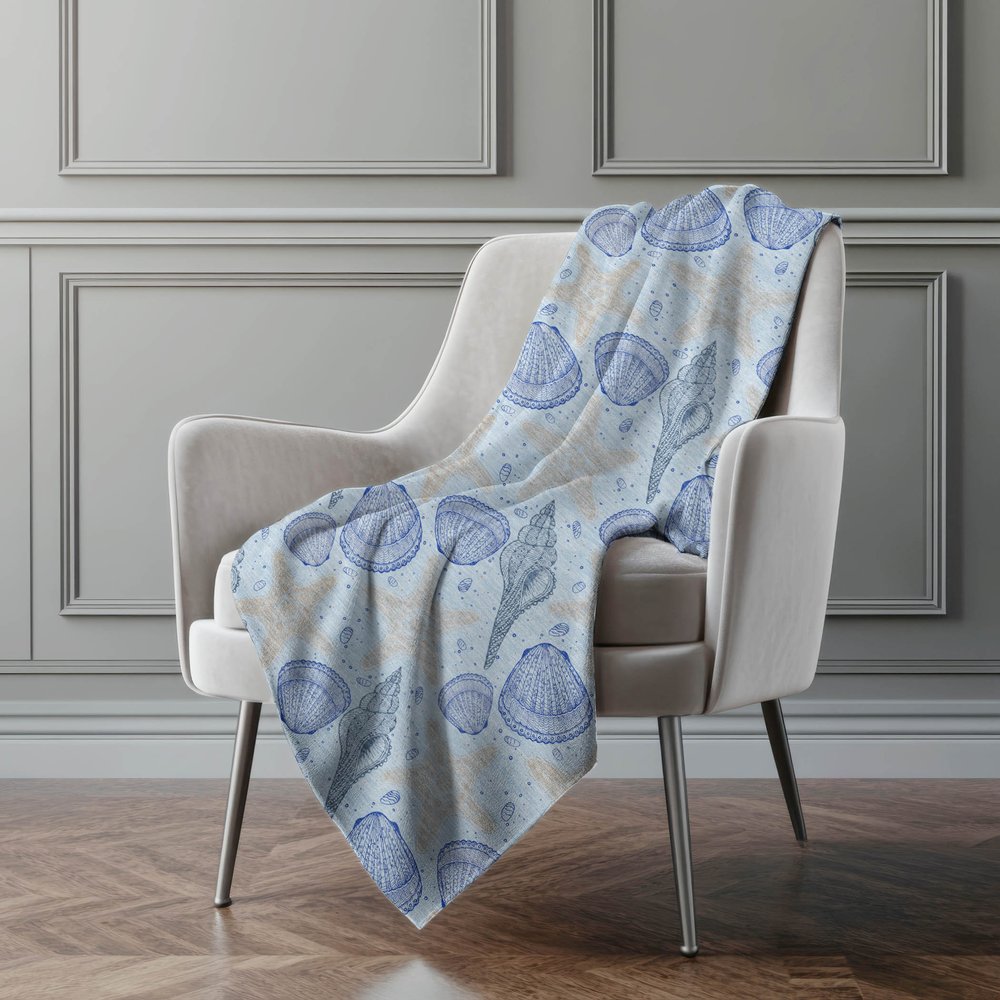 50" X 70" Blue Ivory And Beige Animal Print Polyester Woven Plush Throw Blanket