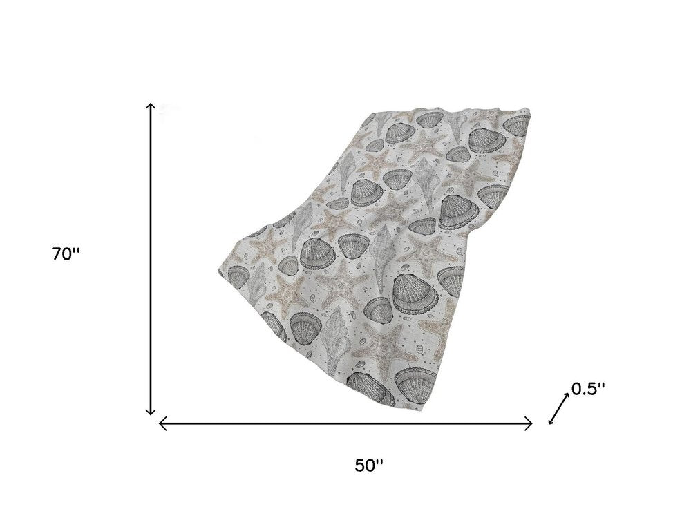 50" X 70" Gray Beige And Ivory Animal Print Polyester Woven Plush Throw Blanket