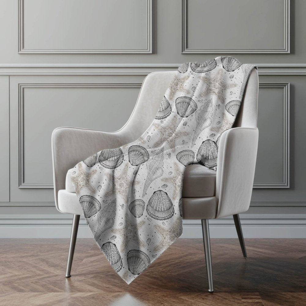 50" X 70" Gray Beige And Ivory Animal Print Polyester Woven Plush Throw Blanket