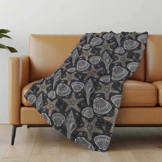 50" X 70" Midnight Gray And White Animal Print Polyester Woven Plush Throw Blanket