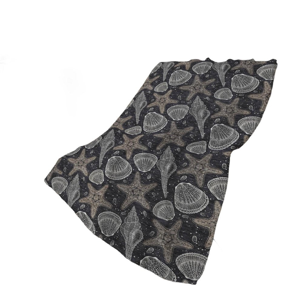 50" X 70" Midnight Gray And White Animal Print Polyester Woven Plush Throw Blanket