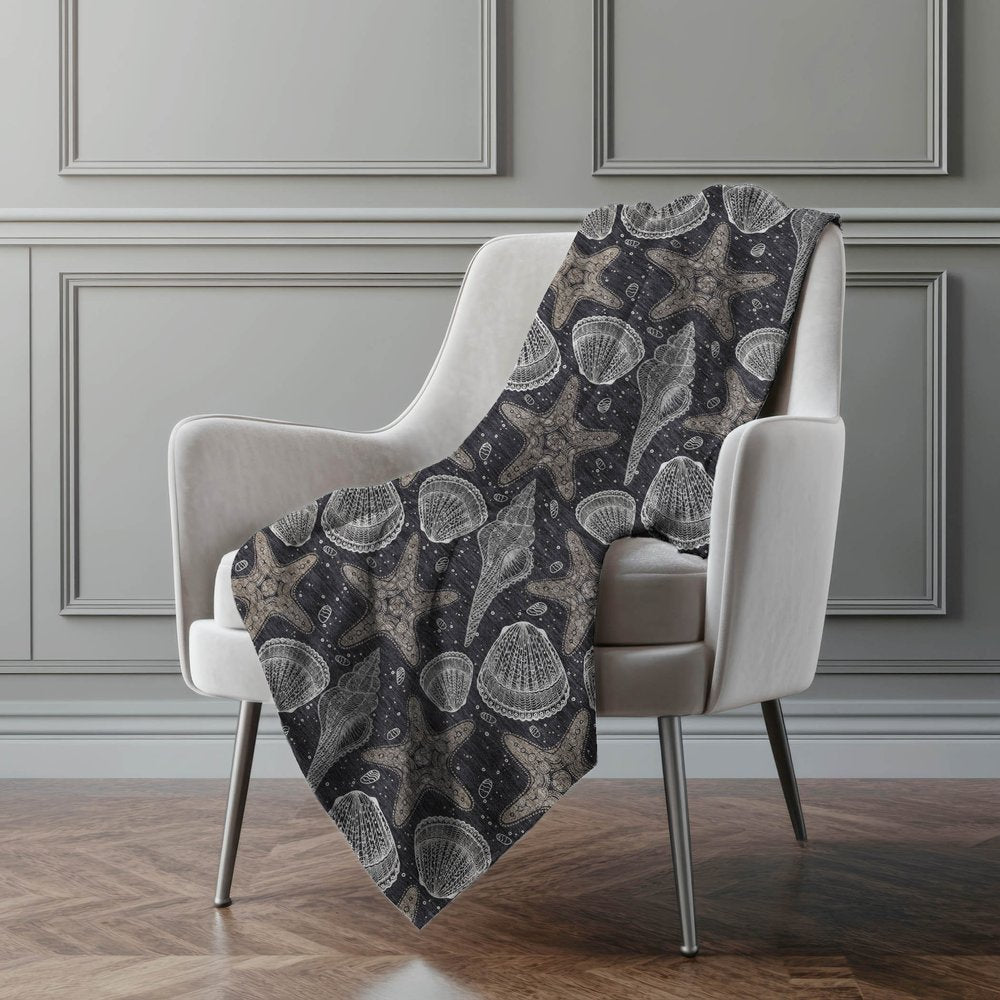 50" X 70" Midnight Gray And White Animal Print Polyester Woven Plush Throw Blanket