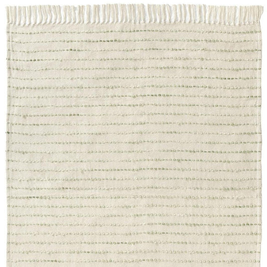 50" X 60" Ivory And Sage Striped Cotton Blend Throw Blanket