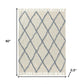 50" X 60" Ivory And Blue Argyle Cotton Woven Throw Blanket