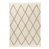 50" X 60" Ivory And Brown Argyle Cotton Woven Throw Blanket