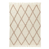 50" X 60" Ivory And Brown Argyle Cotton Woven Throw Blanket