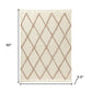 50" X 60" Ivory And Brown Argyle Cotton Woven Throw Blanket