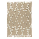 50" X 60" Tan And Ivory Geometric Cotton Woven Throw Blanket