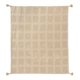 50" X 60" Tan And Beige Patchwork Cotton Woven Throw Blanket