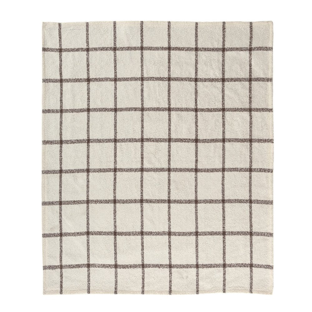 50" X 60" Beige And Brown Checkered Polyester Woven Throw Blanket