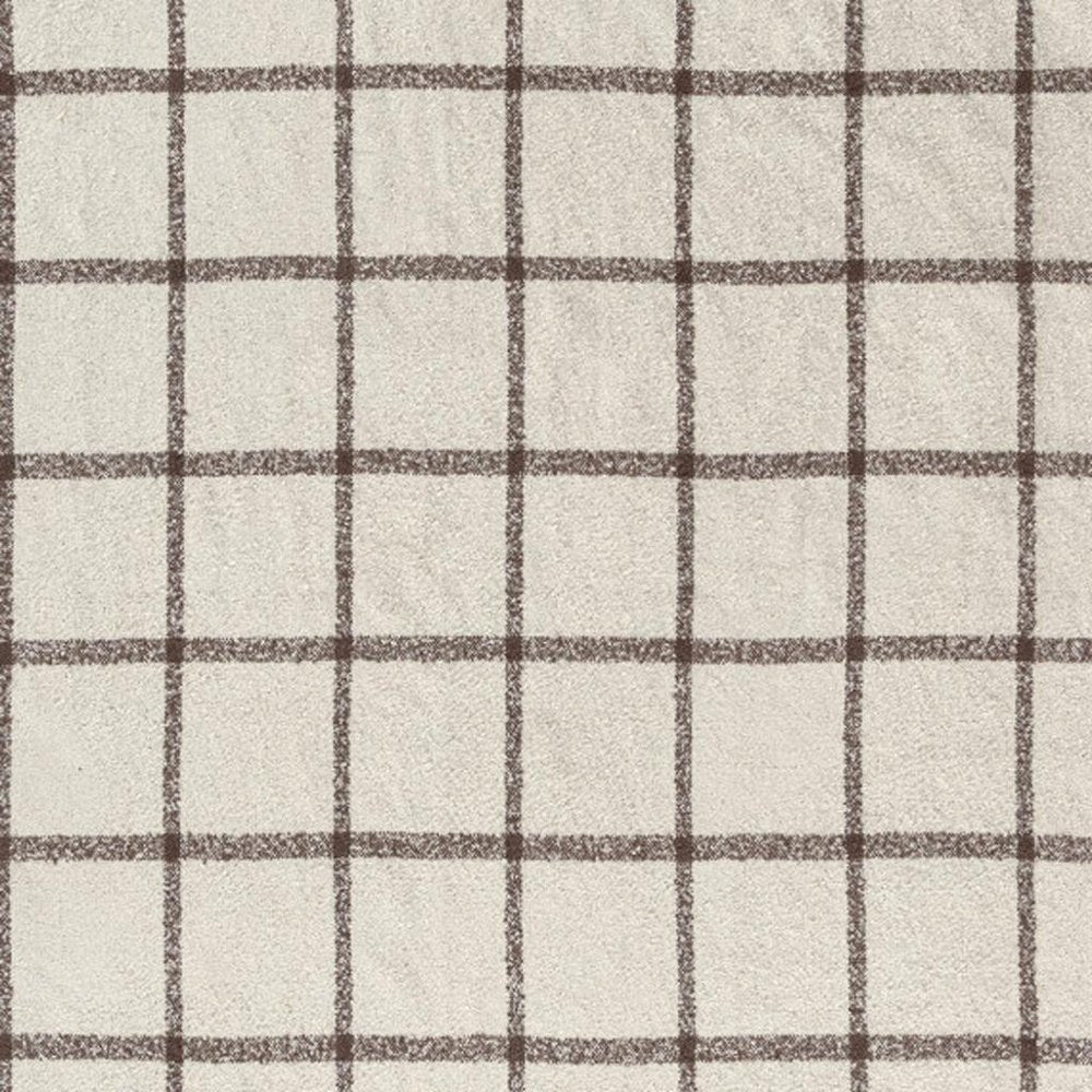 50" X 60" Beige And Brown Checkered Polyester Woven Throw Blanket