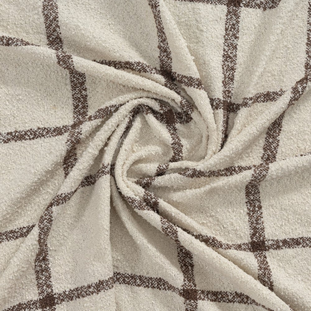 50" X 60" Beige And Brown Checkered Polyester Woven Throw Blanket