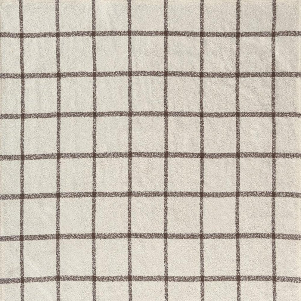 50" X 60" Beige And Brown Checkered Polyester Woven Throw Blanket