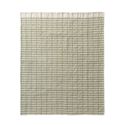 50" X 60" Green And Ivory Striped Throw Blanket