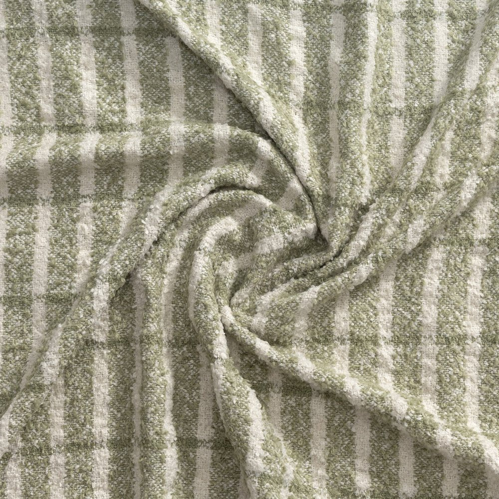 50" X 60" Green And Ivory Striped Polyester Woven Throw Blanket