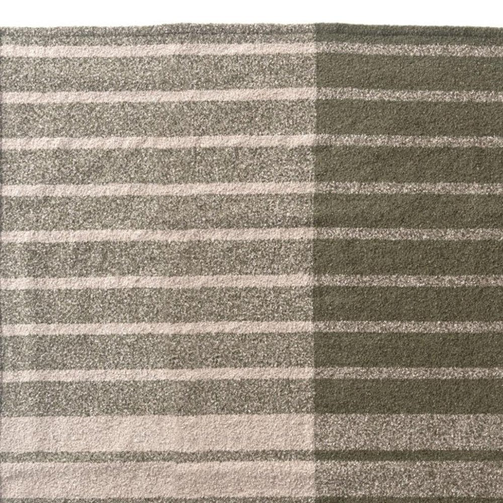 50" X 60" Gray And Green Striped Polyester Woven Throw Blanket
