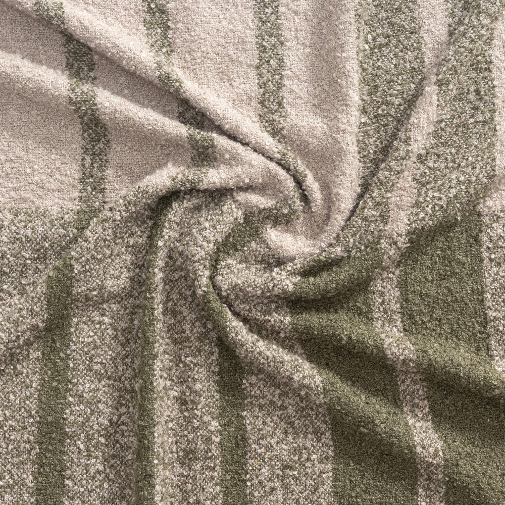 50" X 60" Gray And Green Striped Polyester Woven Throw Blanket