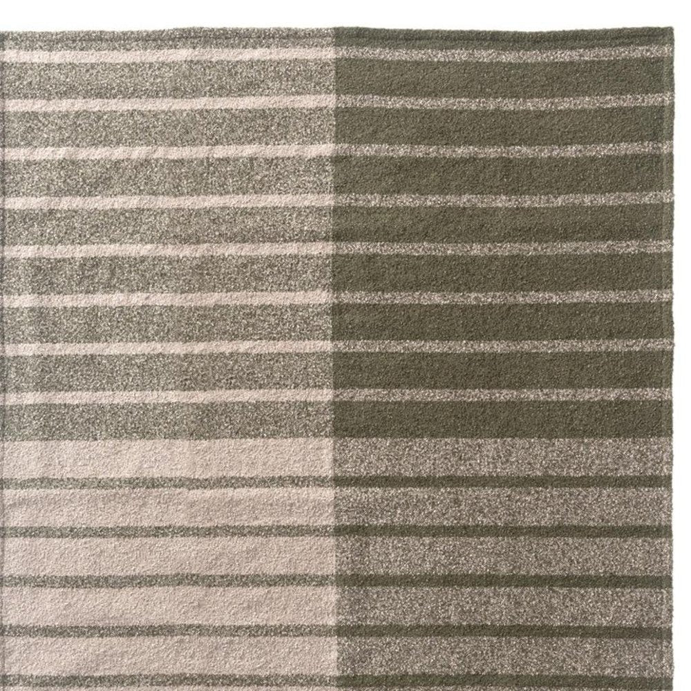 50" X 60" Gray And Green Striped Polyester Woven Throw Blanket