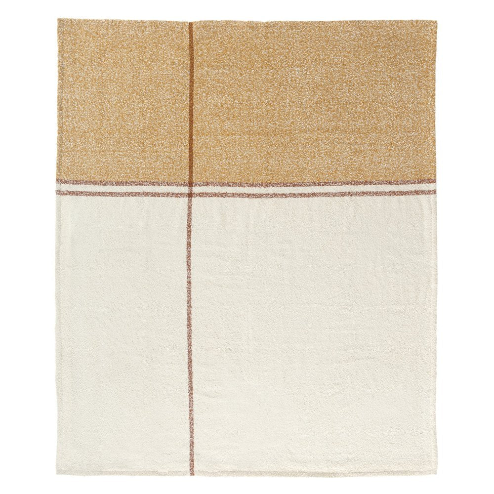 50" X 60" Ivory And Orange Striped Polyester Woven Throw Blanket