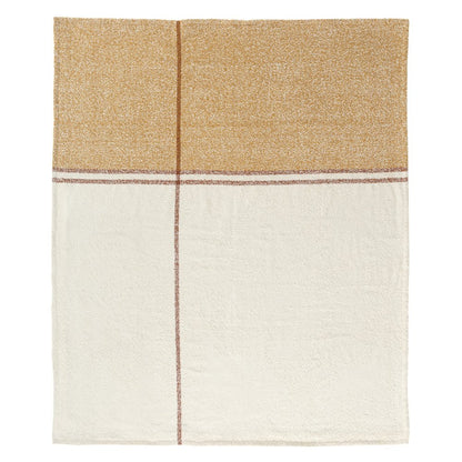 50" X 60" Ivory And Orange Striped Polyester Woven Throw Blanket