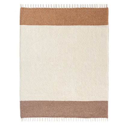 50" X 60" Ivory And Brown Color Block Polyester Woven Throw Blanket