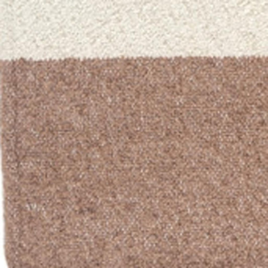 50" X 60" Ivory And Brown Color Block Polyester Woven Throw Blanket