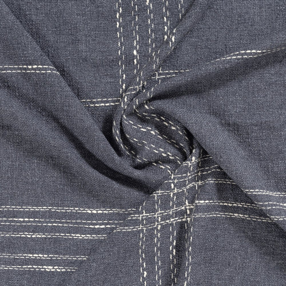 50" X 60" Blue And Ivory Plaid Cotton Blend Woven Throw Blanket