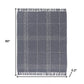 50" X 60" Blue And Ivory Plaid Cotton Blend Woven Throw Blanket