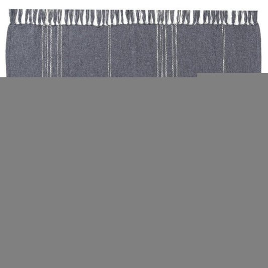 50" X 60" Blue And Ivory Plaid Cotton Blend Woven Throw Blanket