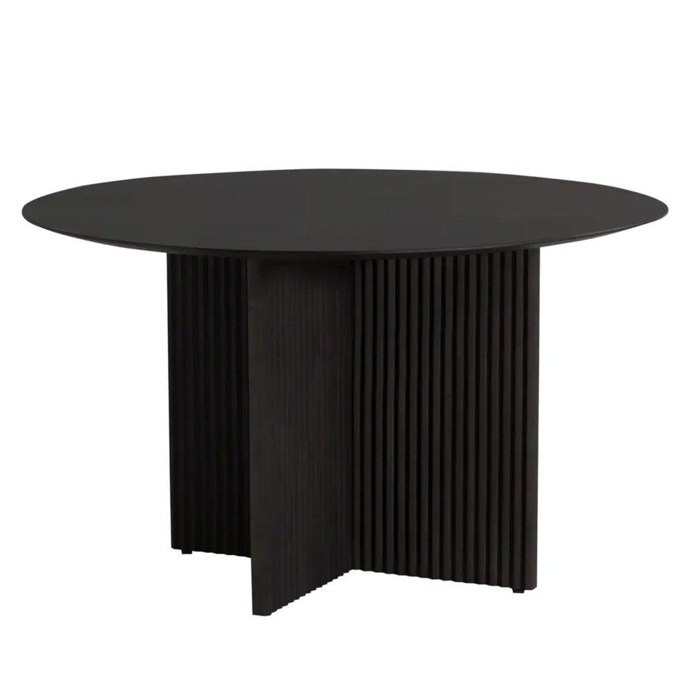 52" Dark Brown Solid Wood Cross Leg Base Round Top Dining Table