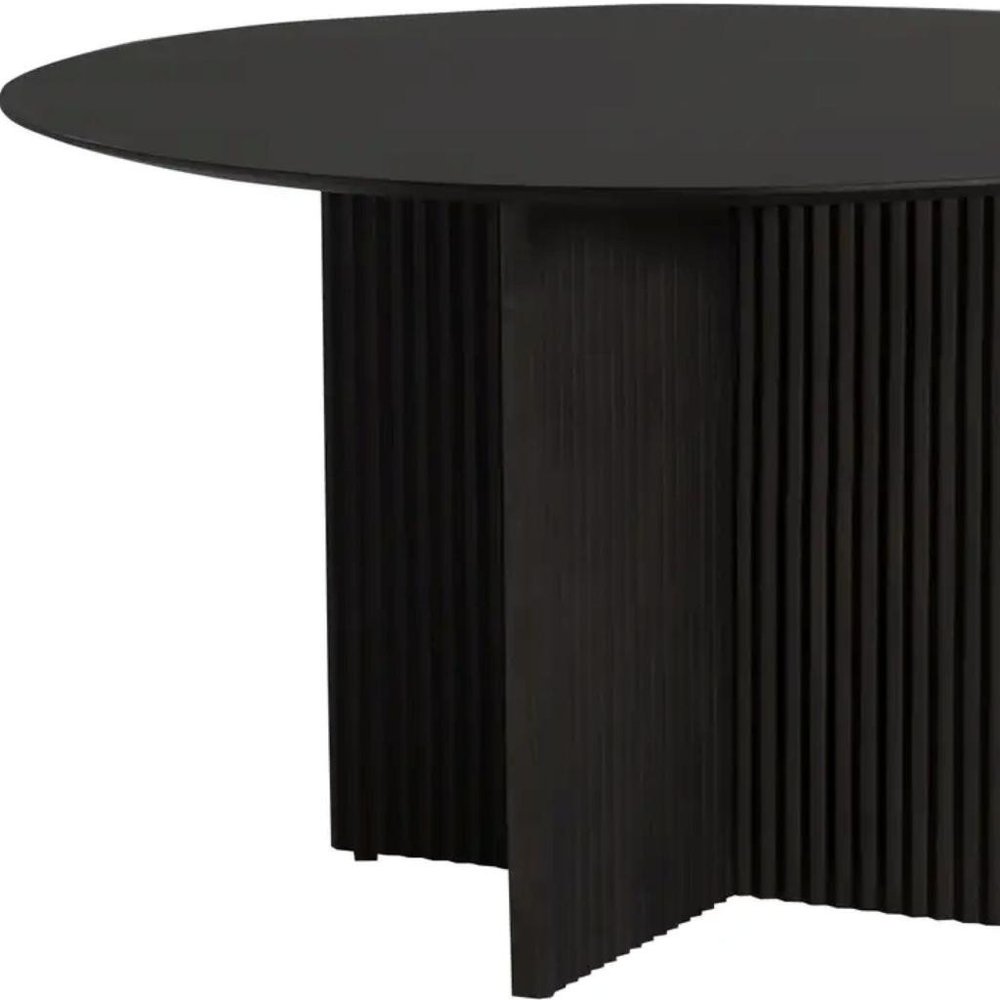 52" Dark Brown Solid Wood Cross Leg Base Round Top Dining Table