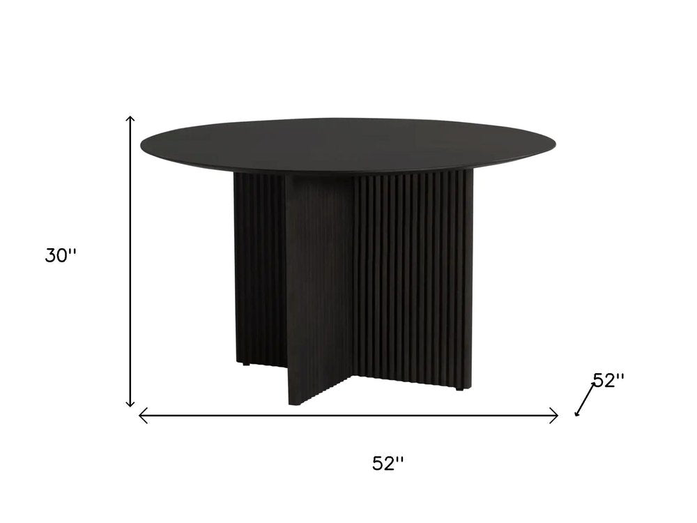 52" Dark Brown Solid Wood Cross Leg Base Round Top Dining Table