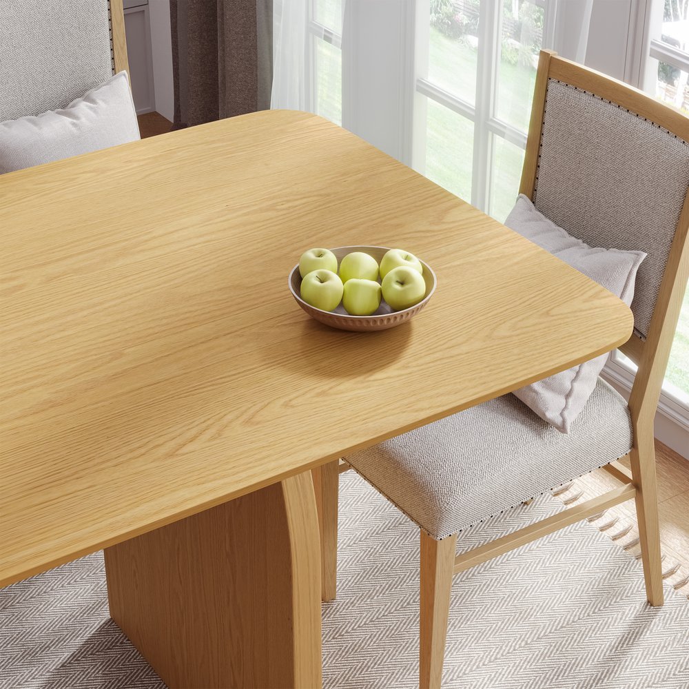 66" Natural Solid Wood Double Pedestal Base Dining Table