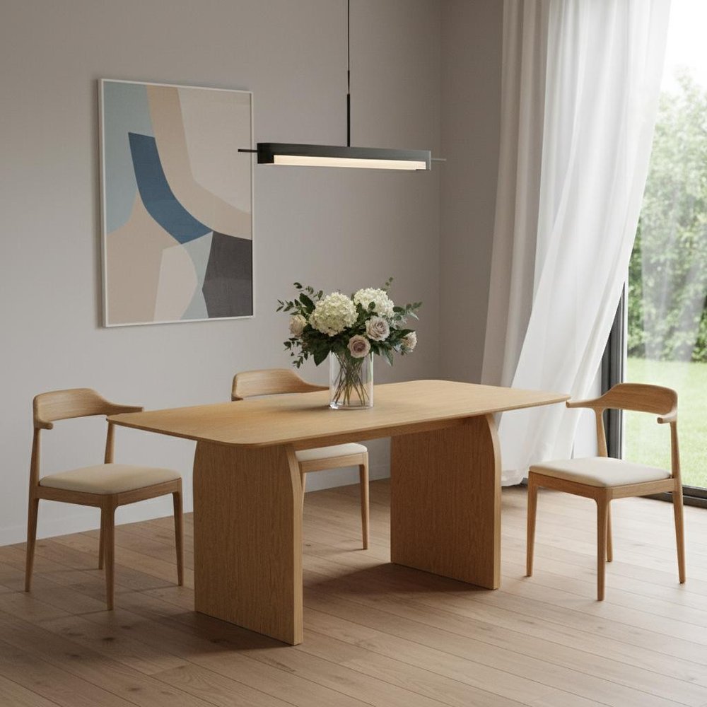 66" Natural Solid Wood Double Pedestal Base Dining Table