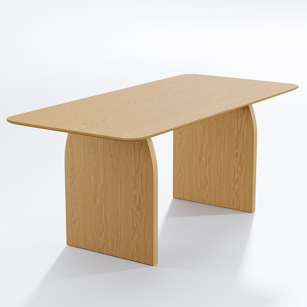66" Natural Solid Wood Double Pedestal Base Dining Table