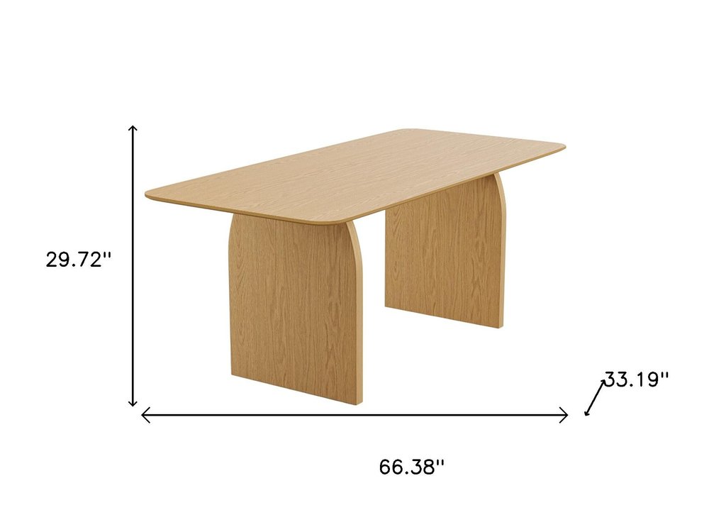 66" Natural Solid Wood Double Pedestal Base Dining Table