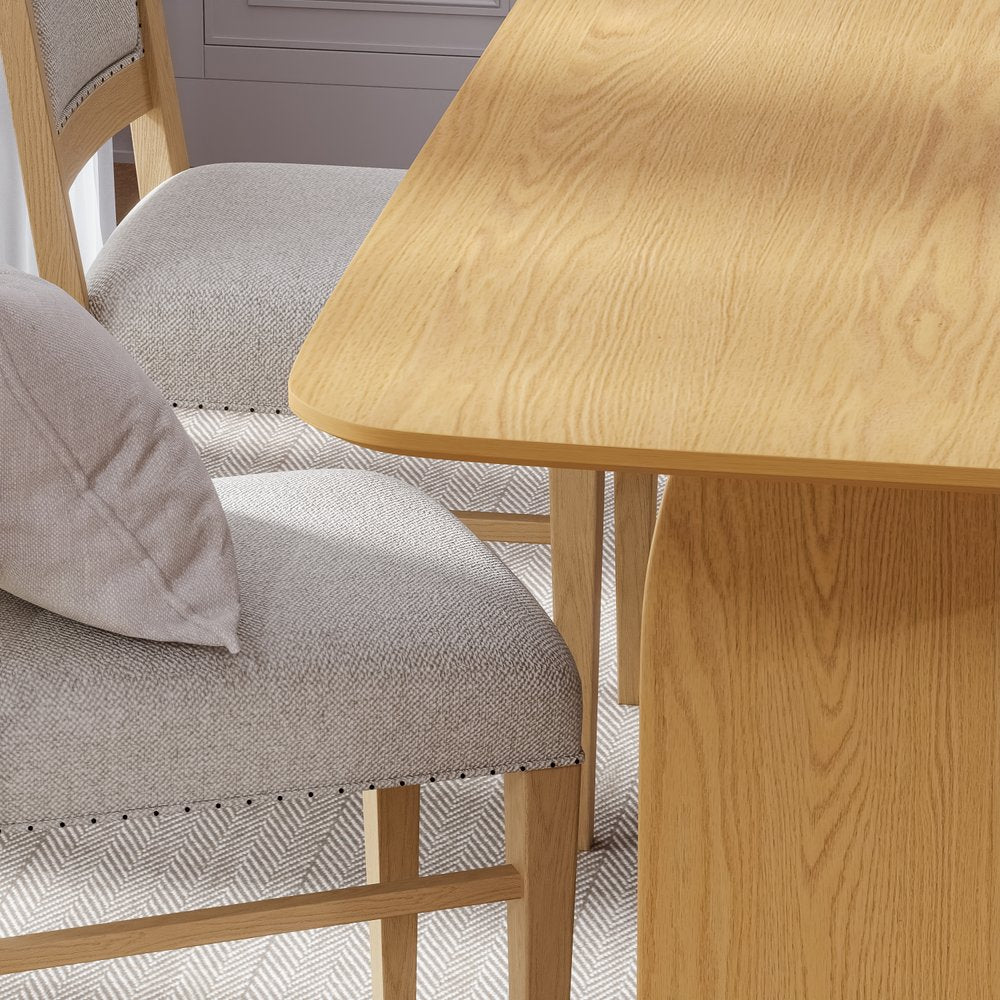 66" Natural Solid Wood Double Pedestal Base Dining Table