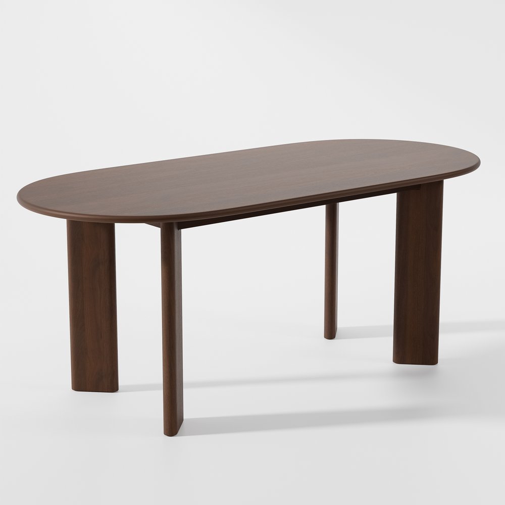 66" Brown Solid Wood Oval Dining Table