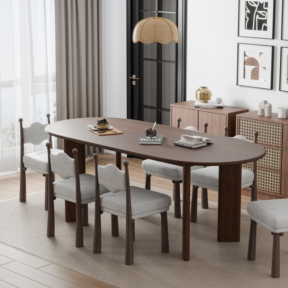 66" Brown Solid Wood Oval Dining Table