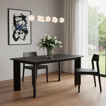 66" Black Solid Wood Dining Table