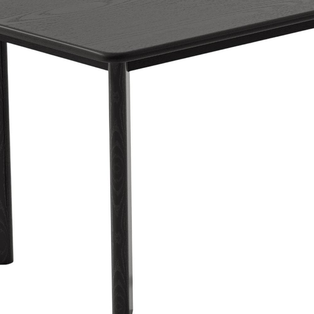66" Black Solid Wood Dining Table