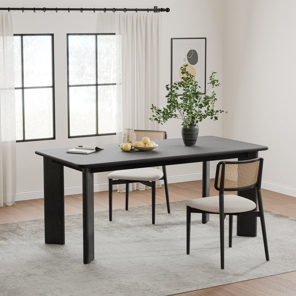 66" Black Solid Wood Dining Table