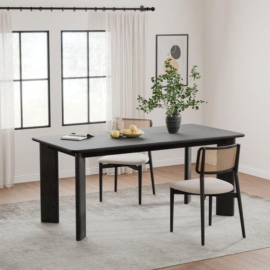 66" Black Solid Wood Dining Table