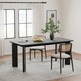 66" Black Solid Wood Dining Table
