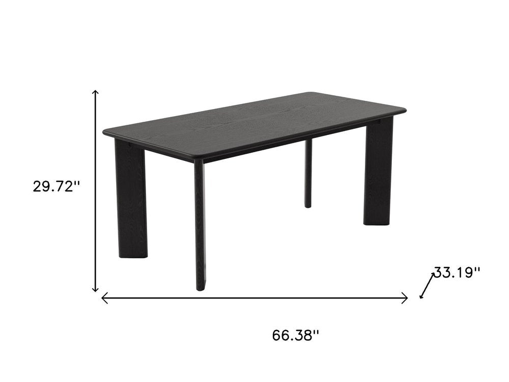 66" Black Solid Wood Dining Table