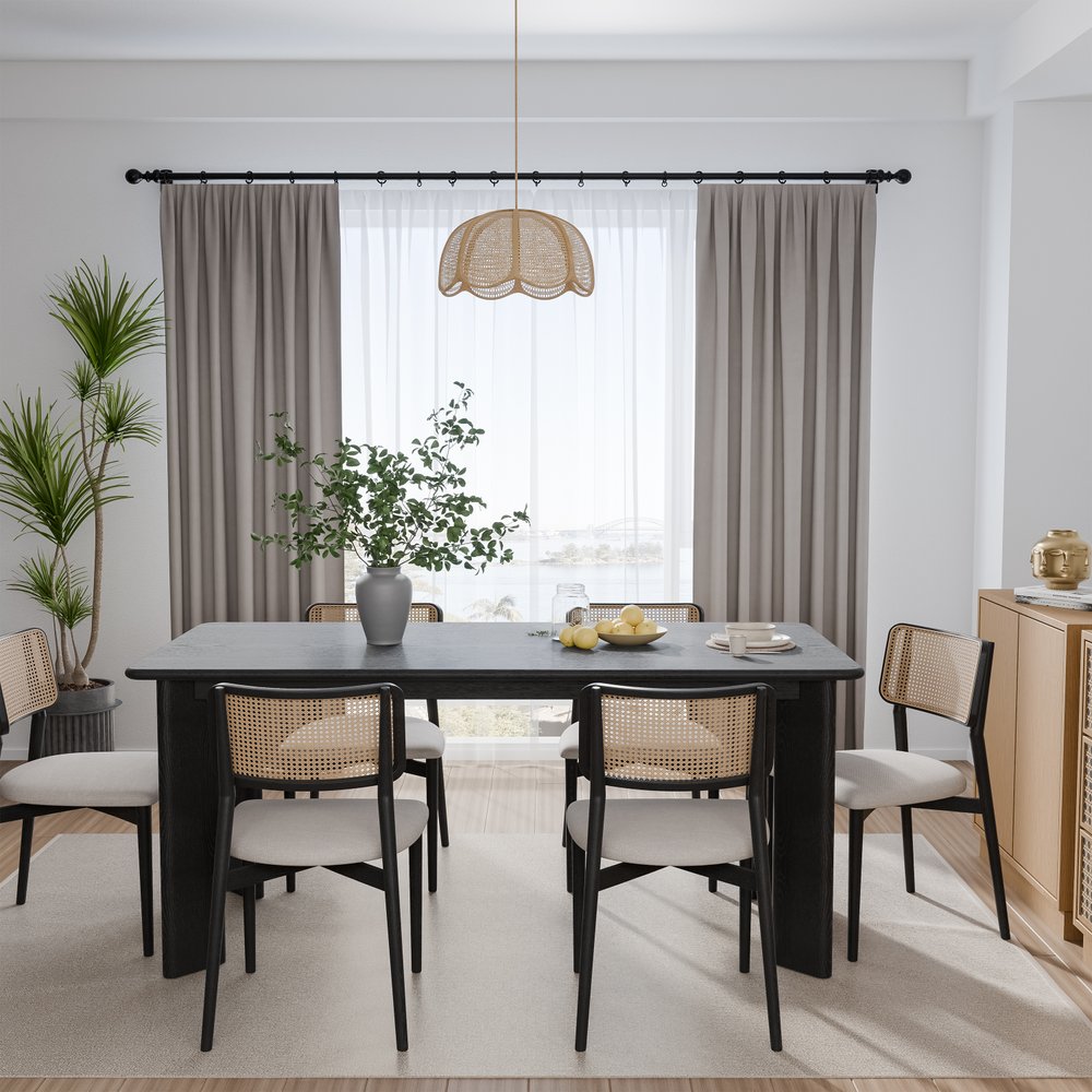 66" Black Solid Wood Dining Table