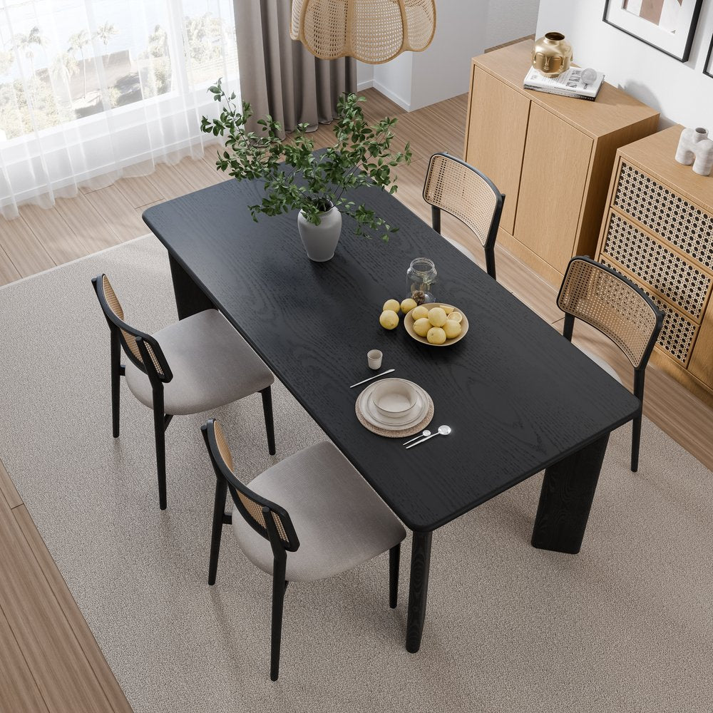 66" Black Solid Wood Dining Table