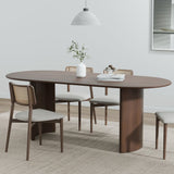 66" Brown Solid Wood Double Pedestal Base Oval Dining Table